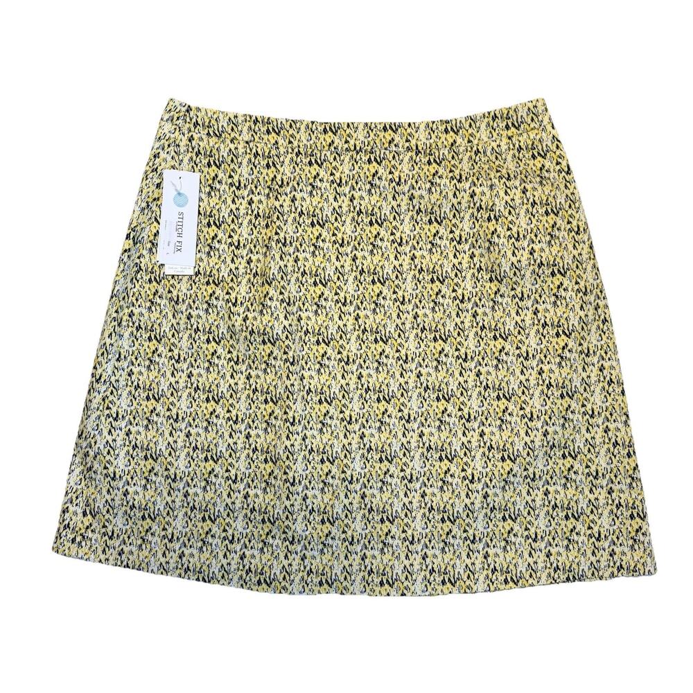 Margaret M Stitch Fix Deandra A-Line Skirt Yellow Grey Print Size L NWT